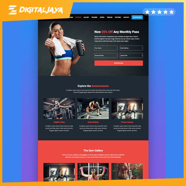 Template Wordpress Gym, Olah Raga & Kebugaran Woocomerce Full Version