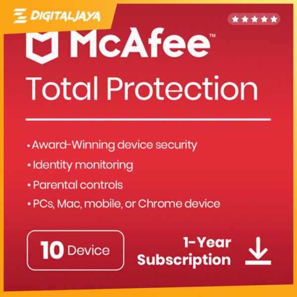 Software Antivirus McAfee Internet Security 1 Year - 10 DEVICE